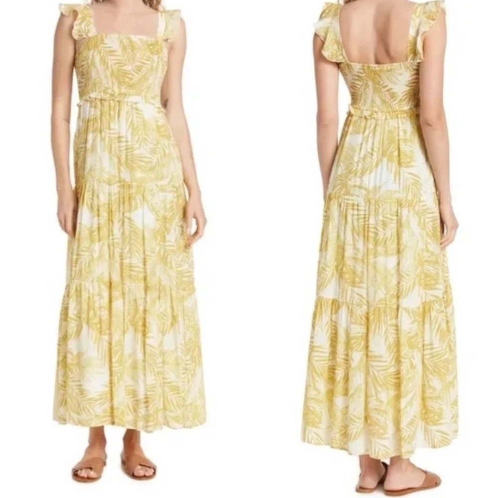 Nanette Lepore Tiered Ruffle Tropical Floral Palm Maxi dress. Size 4
